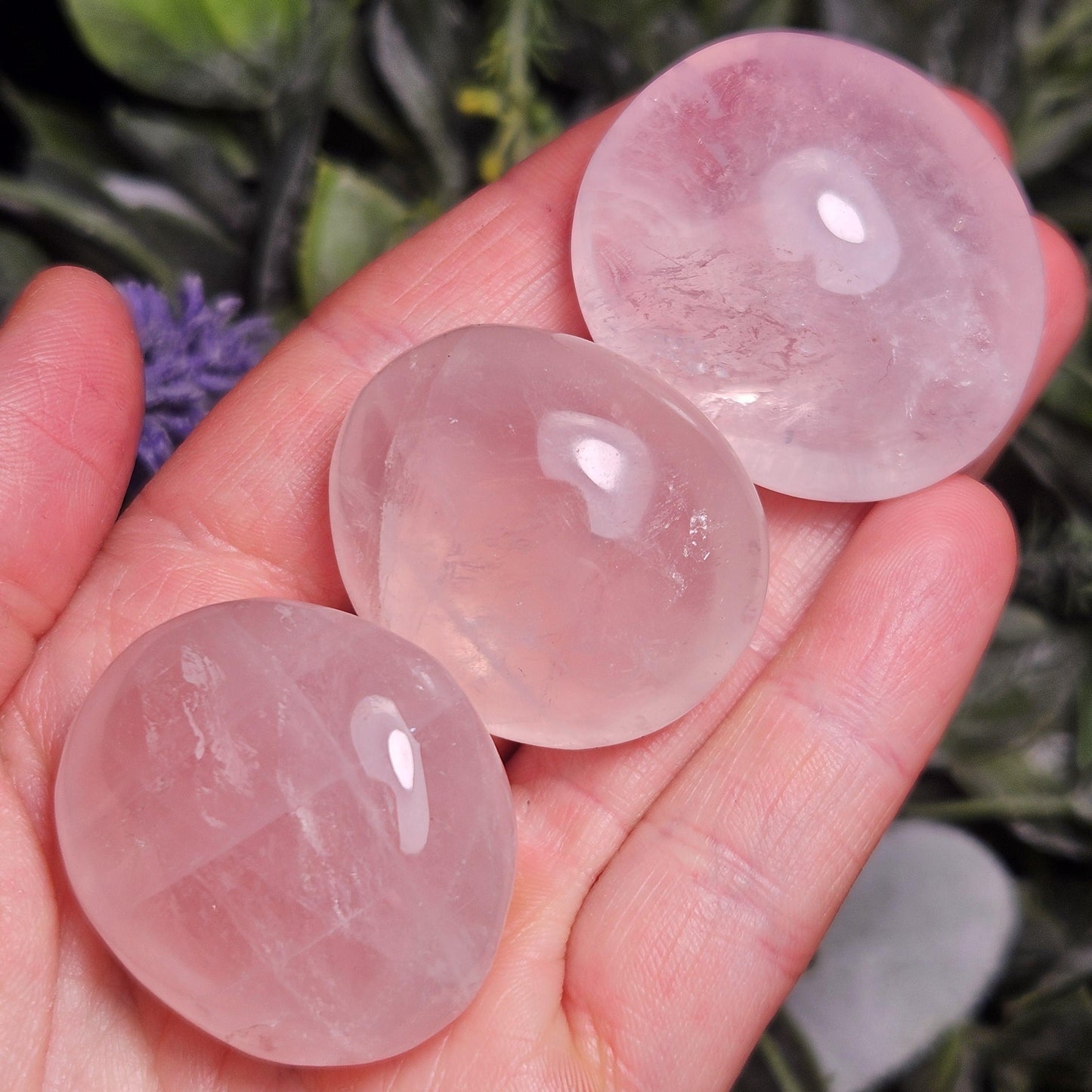 Rose Quartz Crystal Palm Stone, Polished Rose Quartz
