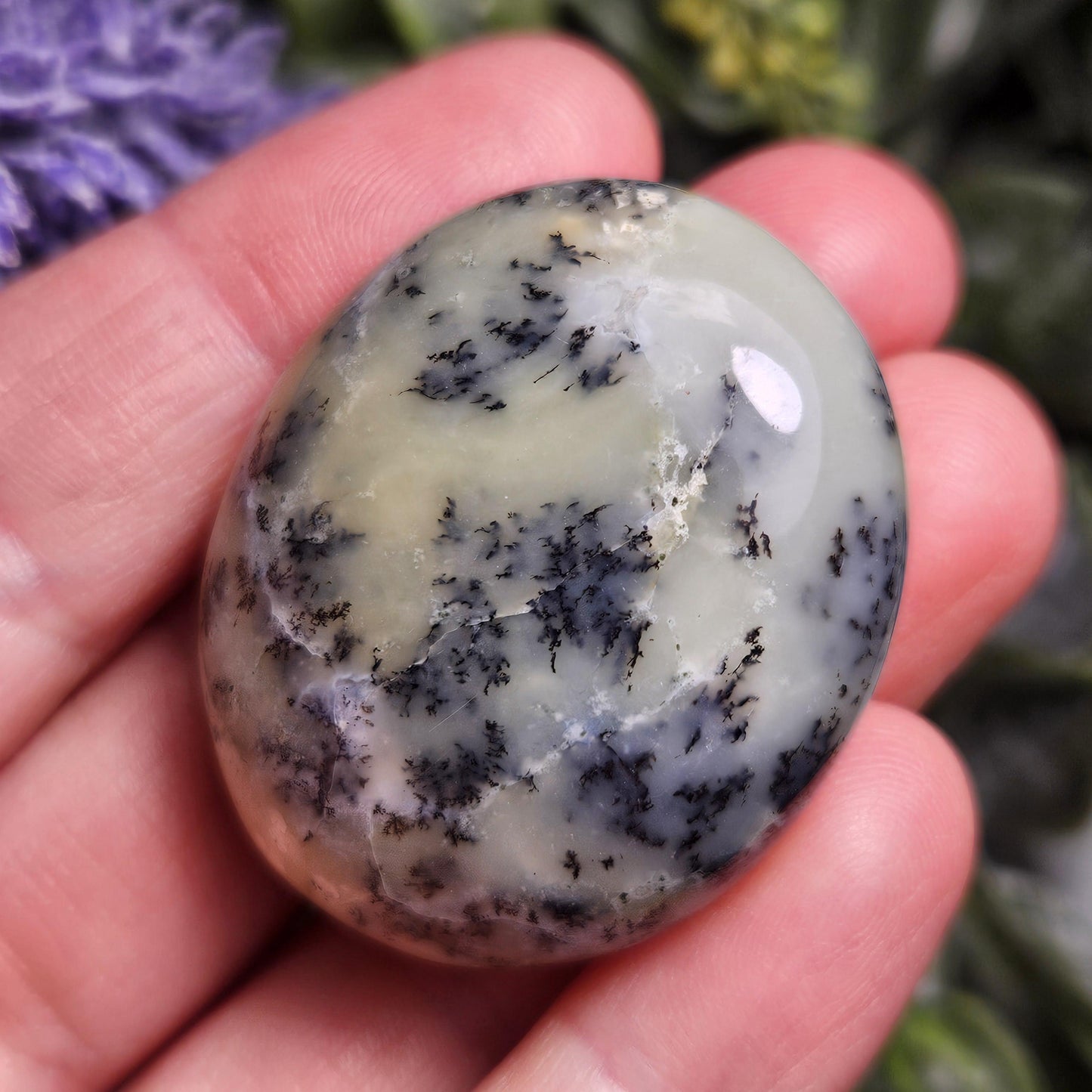 Dendritic Green Opal Palm Stone (1.25"+), Polished Dendritic Opal Crystal