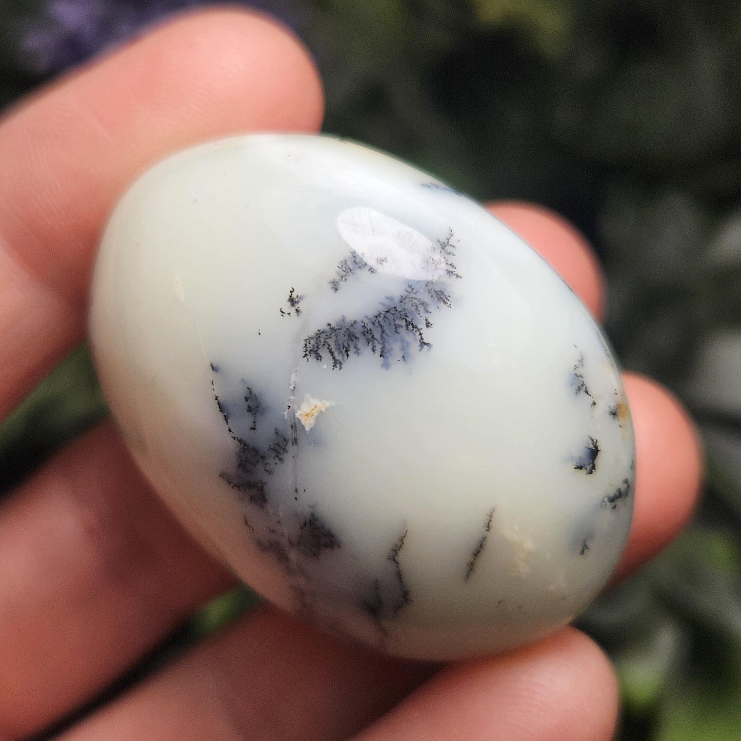 Dendritic Green Opal Palm Stone (1.25"+), Polished Dendritic Opal Crystal