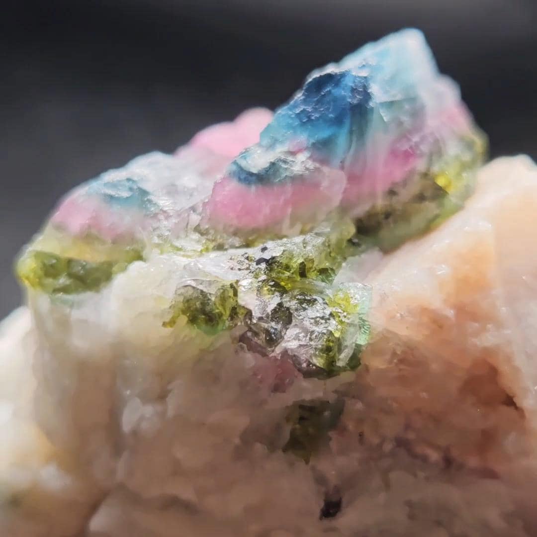 Blue Watermelon Tourmaline on Cookeite 355g, Bicolored Brazilian Tourmaline Specimen, Green Blue Pink Tourmaline Crystal