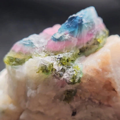 Blue Watermelon Tourmaline on Cookeite 355g, Bicolored Brazilian Tourmaline Specimen, Green Blue Pink Tourmaline Crystal