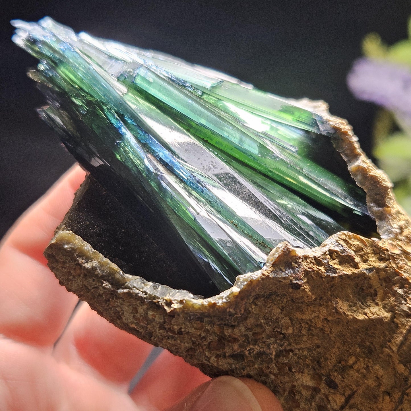 AAA Vivianite Crystal Cluster 200.45g, Terminated Vivianite Crystal Specimen, Raw Blue