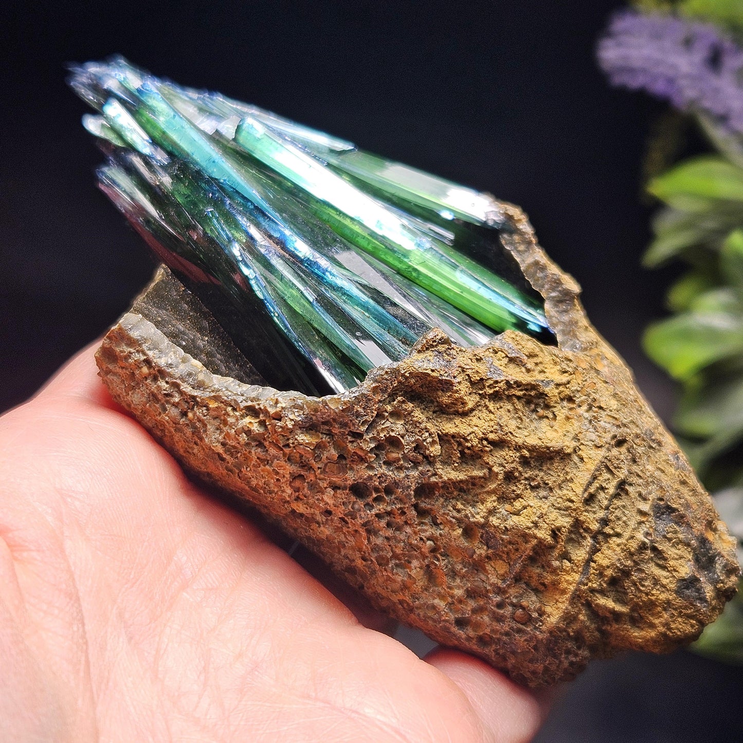 AAA Vivianite Crystal Cluster 200.45g, Terminated Vivianite Crystal Specimen, Raw Blue