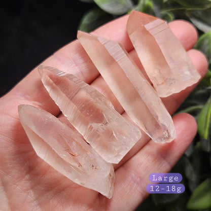 Peach Lemurian Quartz Crystal from Brazil, Pink Lemurian, Lemurian Seed Crystal