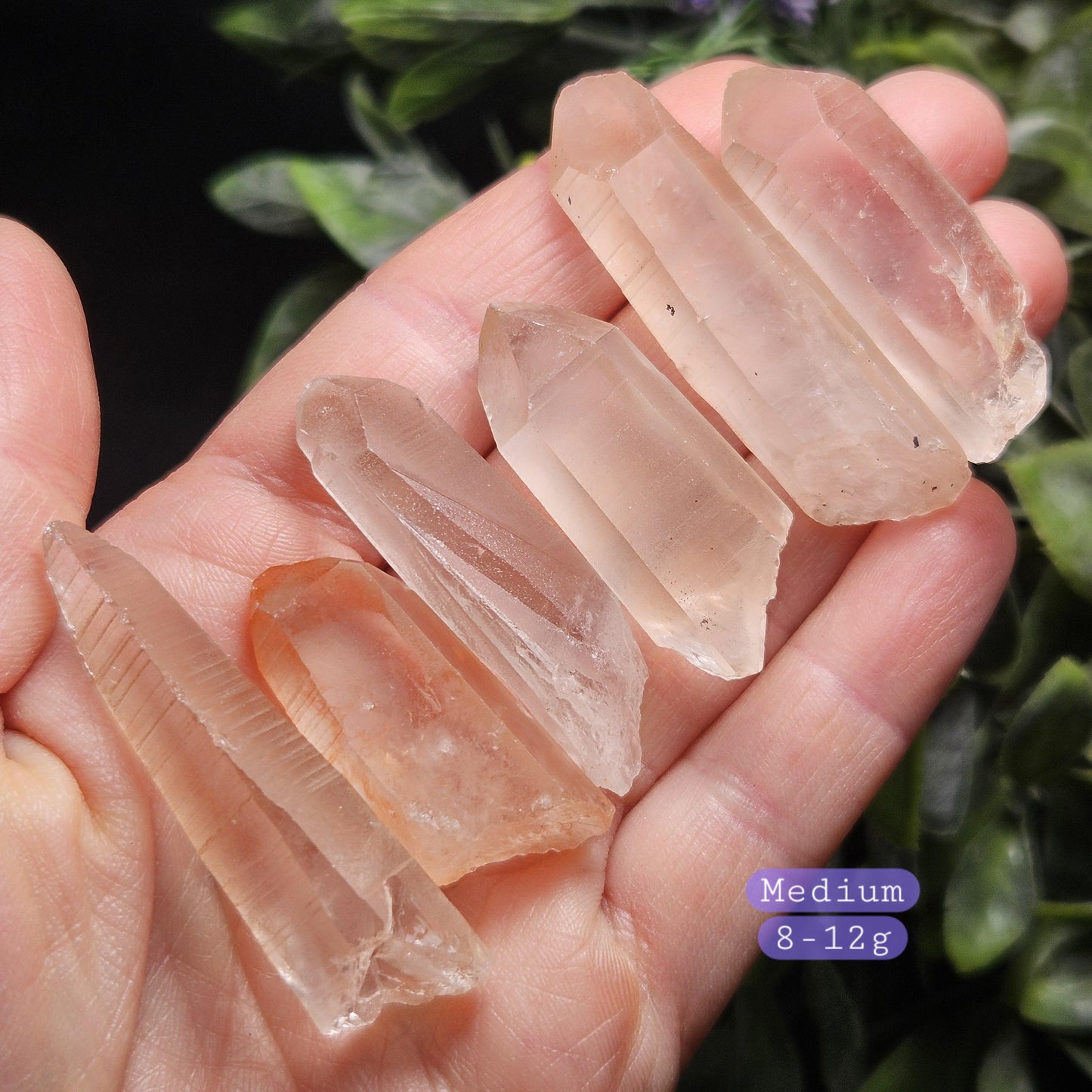 Peach Lemurian Quartz Crystal from Brazil, Pink Lemurian, Lemurian Seed Crystal