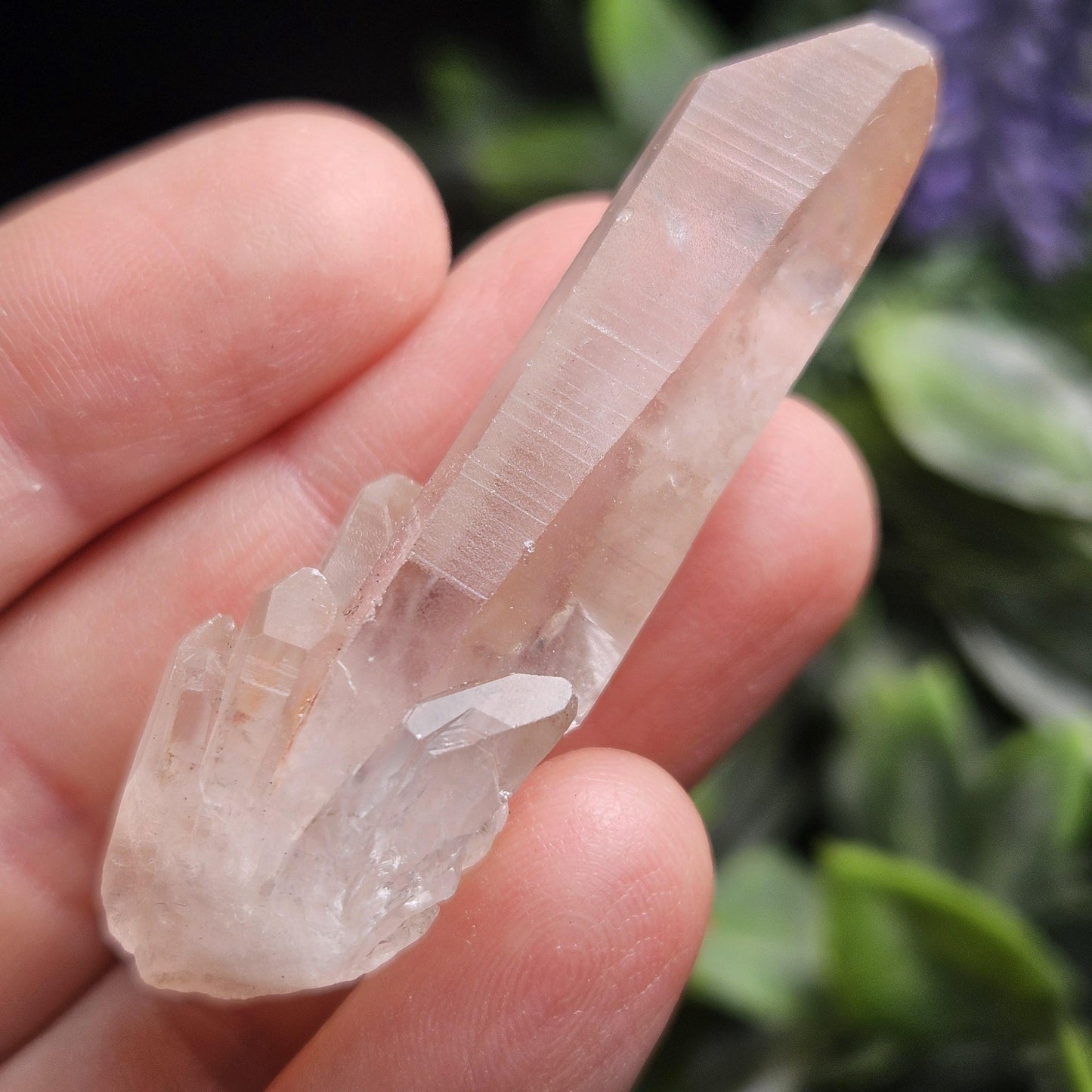 Peach Lemurian Quartz Crystal from Brazil, Pink Lemurian, Lemurian Seed Crystal