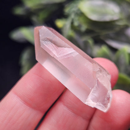 Peach Lemurian Quartz Crystal from Brazil, Pink Lemurian, Lemurian Seed Crystal