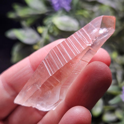 Peach Lemurian Quartz Crystal from Brazil, Pink Lemurian, Lemurian Seed Crystal