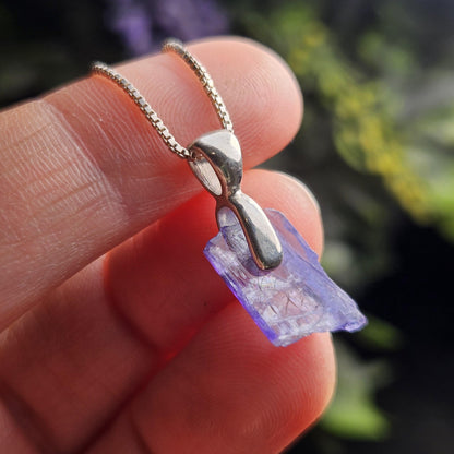 Tanzanite Sterling Silver Pendant, Bicolor Tanzanite Crystal Jewelry