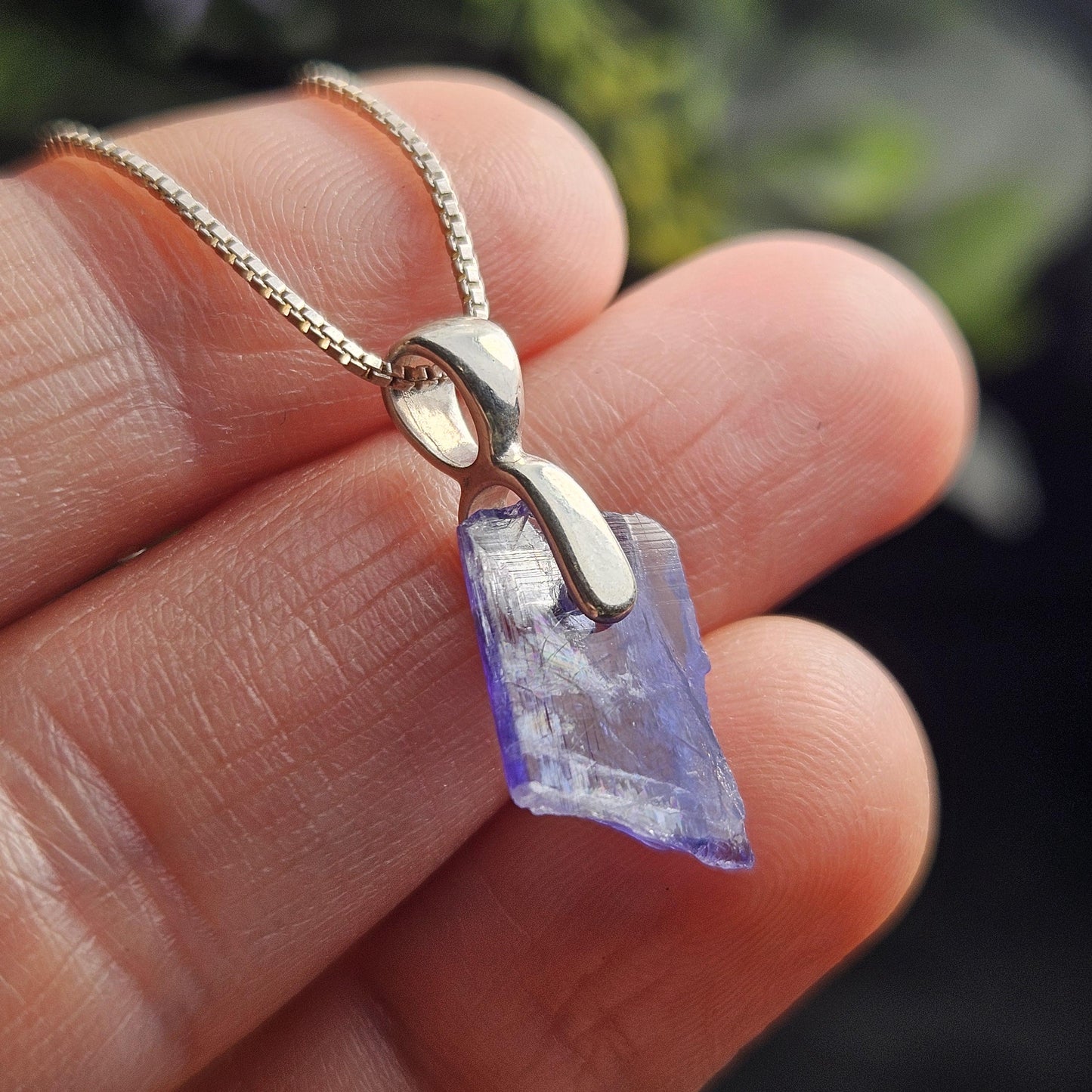 Tanzanite Sterling Silver Pendant, Bicolor Tanzanite Crystal Jewelry