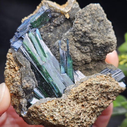 Vivianite Crystal Cluster with Rainbow Inclusions 137g, Vivianite Specimen, Raw Blue
