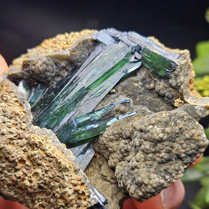Vivianite Crystal Cluster with Rainbow Inclusions 137g, Vivianite Specimen, Raw Blue