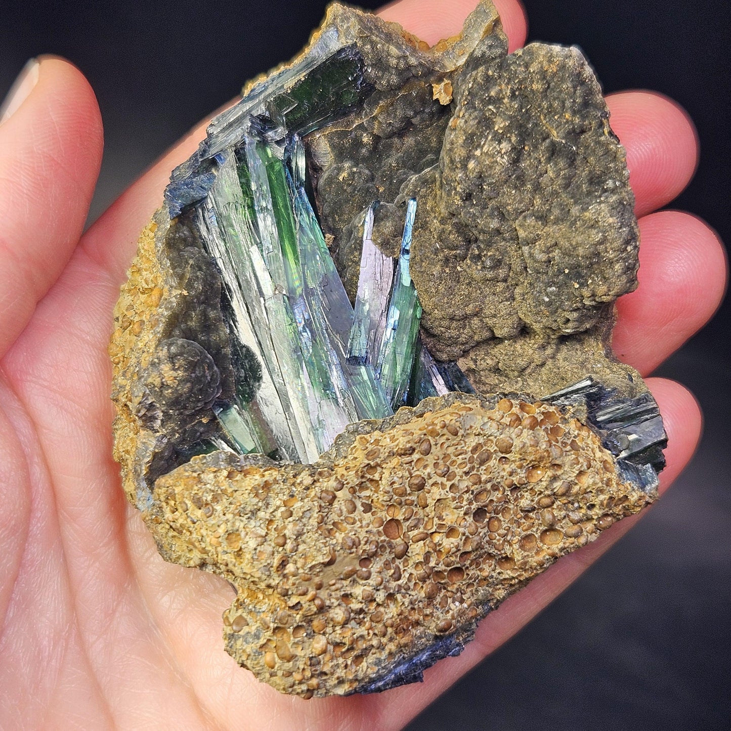 Vivianite Crystal Cluster with Rainbow Inclusions 137g, Vivianite Specimen, Raw Blue