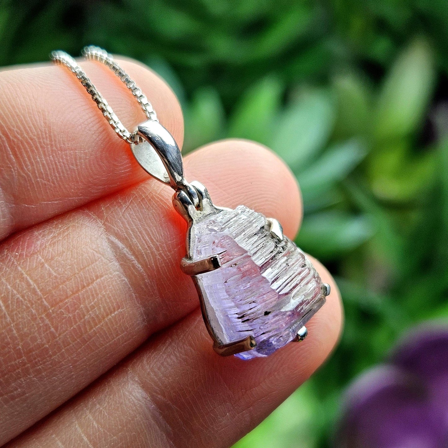 Tanzanite Pendant, Sterling Silver Terminated Tanzanite Necklace