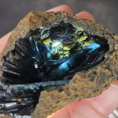 Vivianite Crystal Cluster with Botryoidal Chalcedony 107.66g, Raw Blue