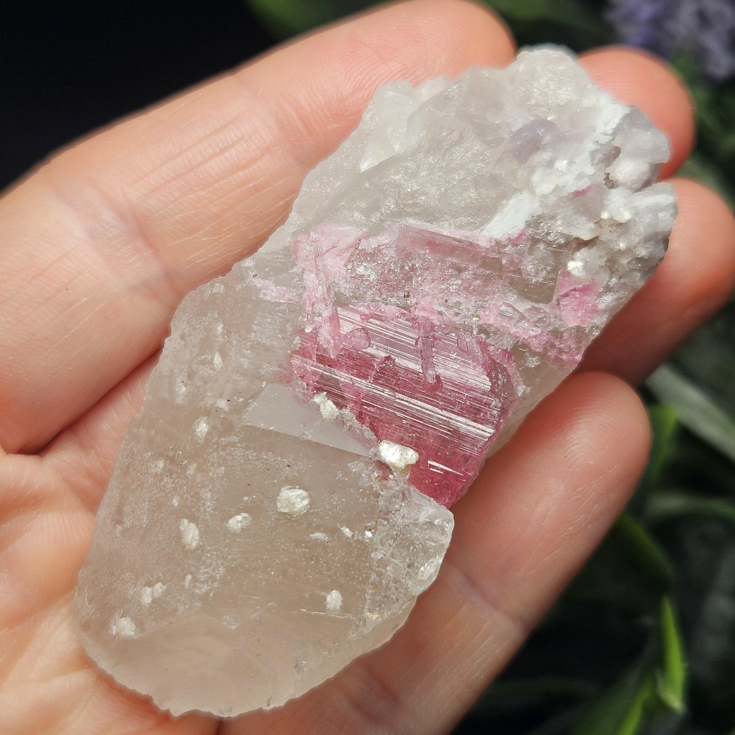 Pink Tourmaline in Quartz from Brazil 52.64g, Raw Brazilian Tourmaline Specimen, Pink Tourmaline Crystal