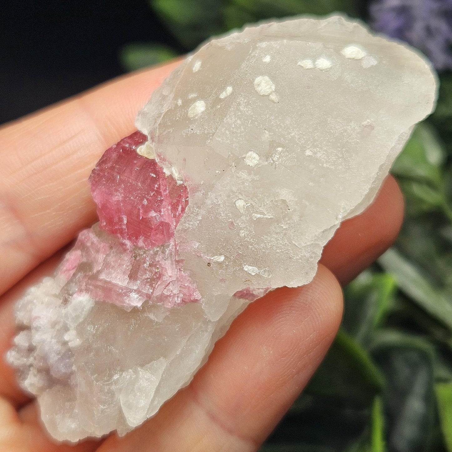 Pink Tourmaline in Quartz from Brazil 52.64g, Raw Brazilian Tourmaline Specimen, Pink Tourmaline Crystal