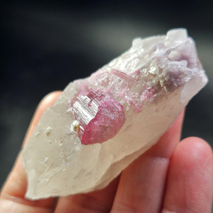 Pink Tourmaline in Quartz from Brazil 52.64g, Raw Brazilian Tourmaline Specimen, Pink Tourmaline Crystal