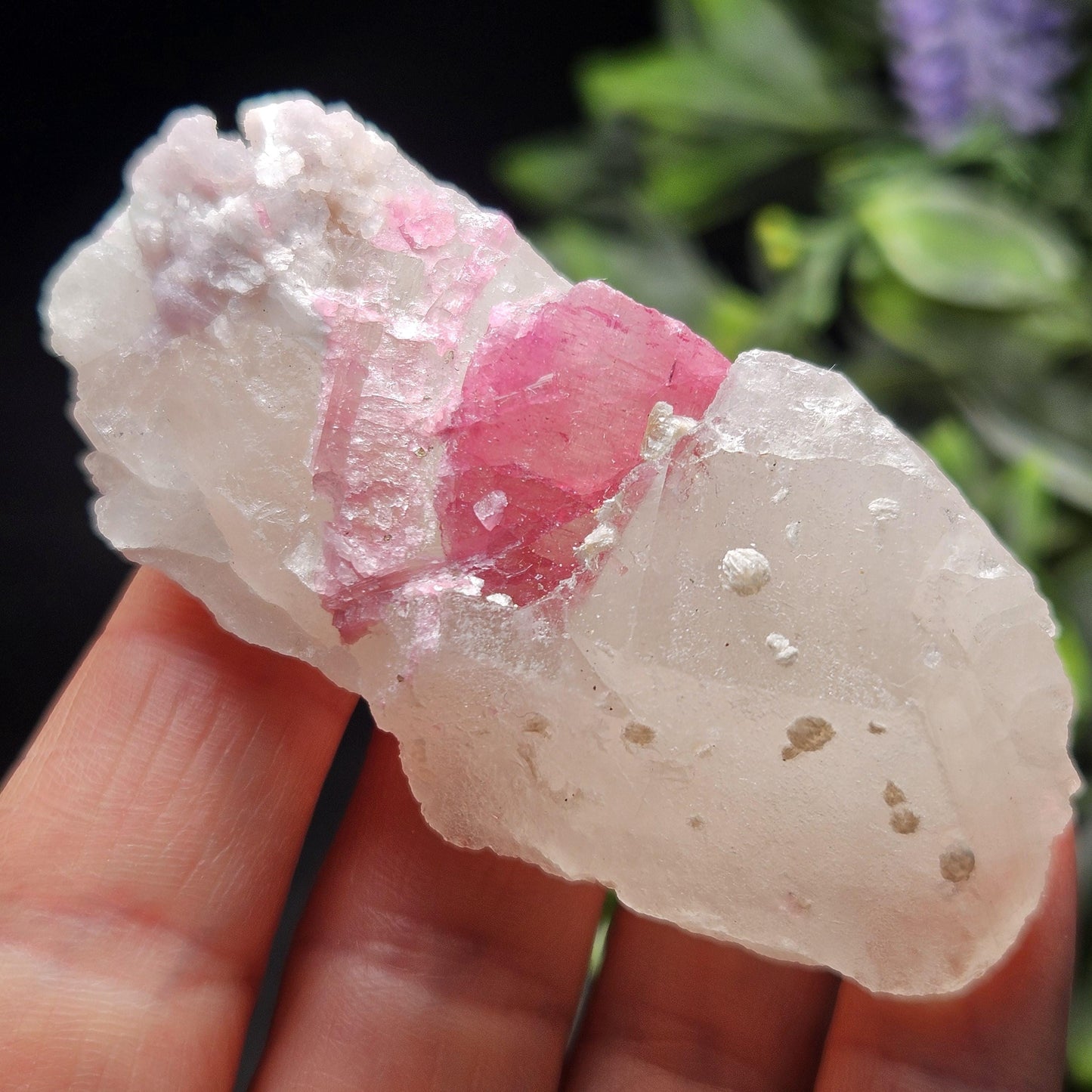Pink Tourmaline in Quartz from Brazil 52.64g, Raw Brazilian Tourmaline Specimen, Pink Tourmaline Crystal