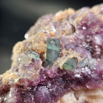 Blue Tourmaline on Lepidolite on Cleavelandite from Brazil 211g, Raw Brazilian Tourmaline Specimen, Lepidolite Crystal