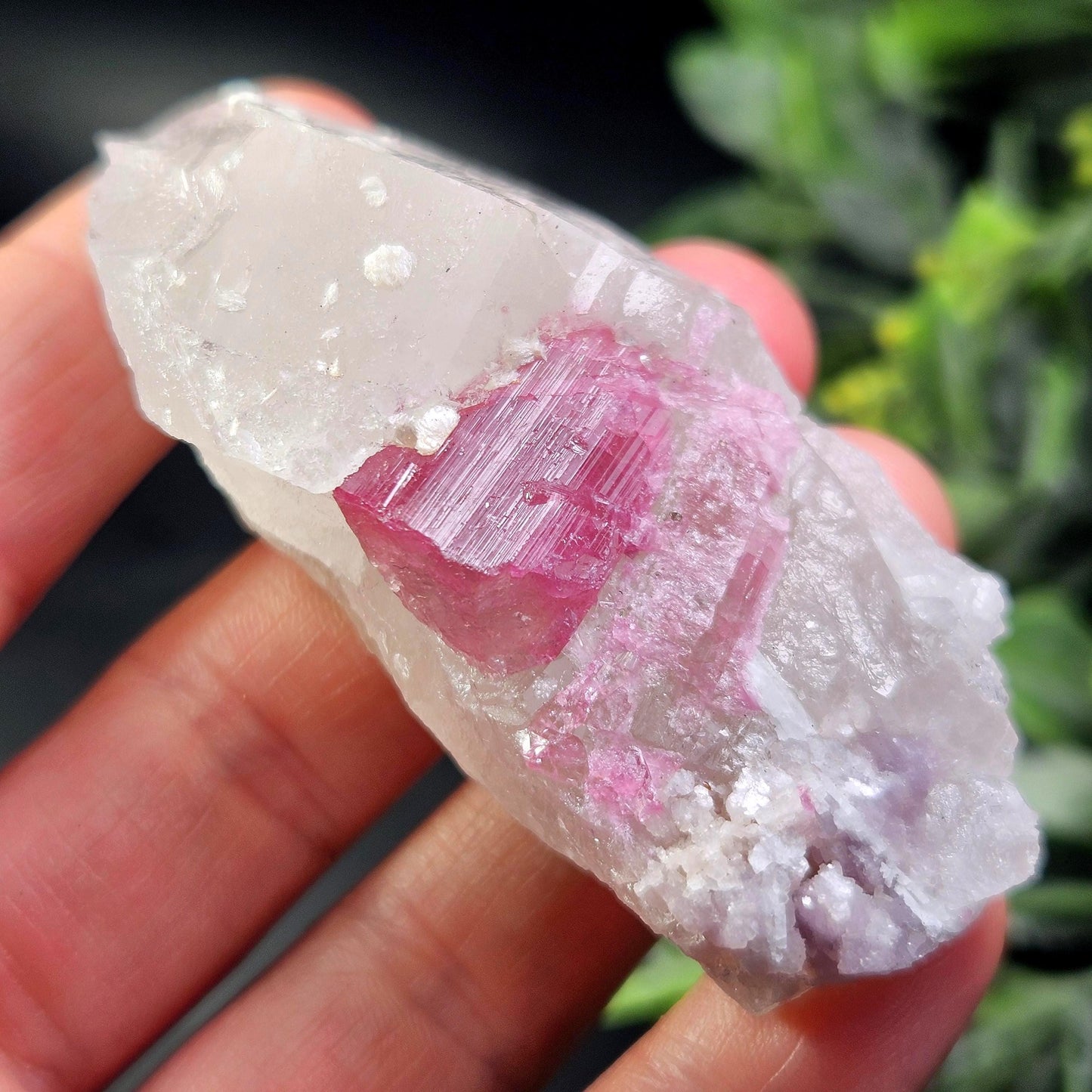 Pink Tourmaline in Quartz from Brazil 52.64g, Raw Brazilian Tourmaline Specimen, Pink Tourmaline Crystal