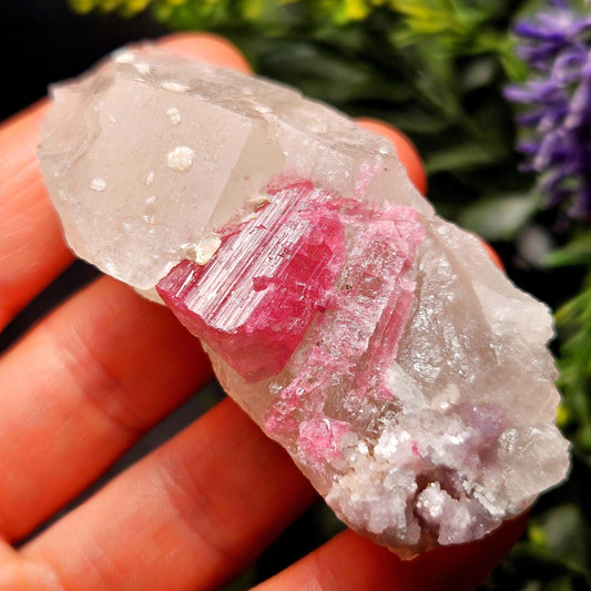 Pink Tourmaline in Quartz from Brazil 52.64g, Raw Brazilian Tourmaline Specimen, Pink Tourmaline Crystal