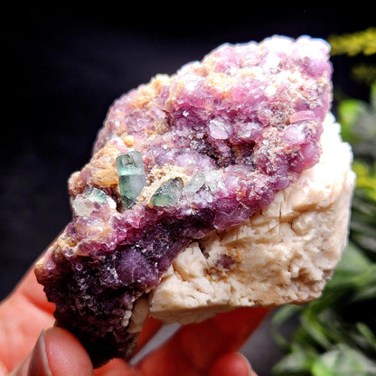 Blue Tourmaline on Lepidolite on Cleavelandite from Brazil 211g, Raw Brazilian Tourmaline Specimen, Lepidolite Crystal