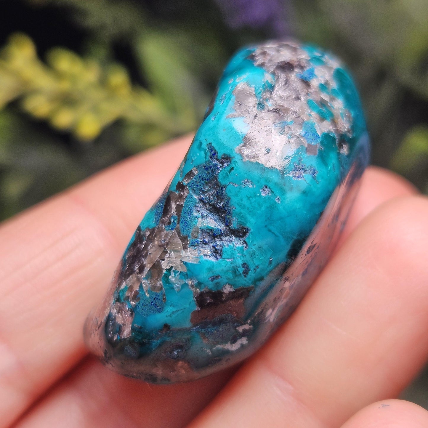 Polished Dioptase & Shattuckite in Quartz Crystal 43.13g, Congo Dioptase Specimen
