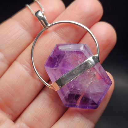 Brandberg Amethyst Pendant, Sterling Silver Crystal Necklace
