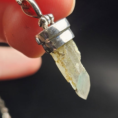 Ajoite Phantom in Quartz Crystal Pendant