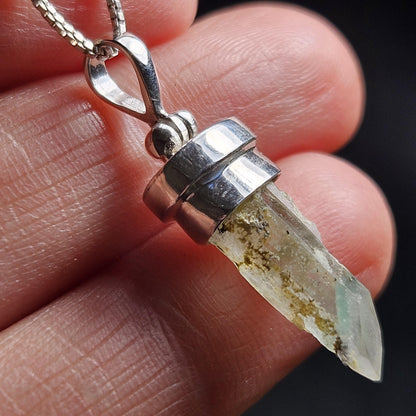 Ajoite Phantom in Quartz Crystal Pendant