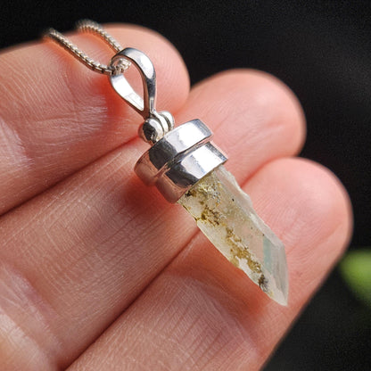 Ajoite Phantom in Quartz Crystal Pendant