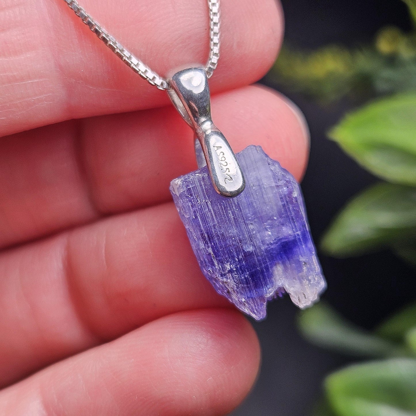 Tanzanite Crystal Pendant, Terminated Sterling Silver Purple Bi Colored Tanzanite Necklace