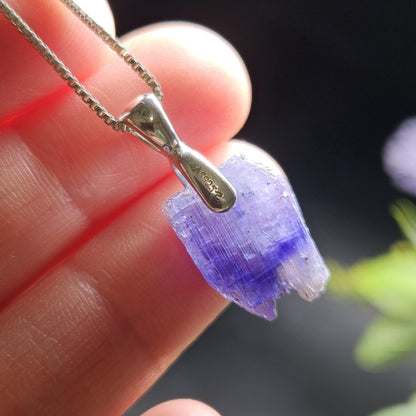 Tanzanite Crystal Pendant, Terminated Sterling Silver Purple Bi Colored Tanzanite Necklace