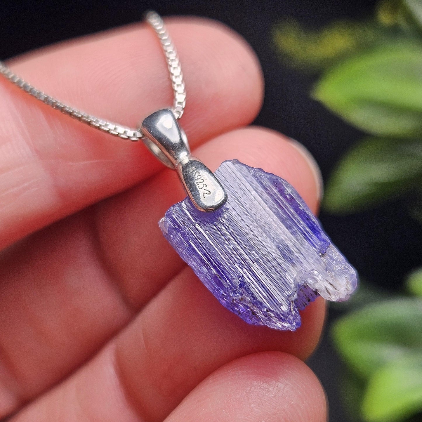 Tanzanite Crystal Pendant, Terminated Sterling Silver Purple Bi Colored Tanzanite Necklace