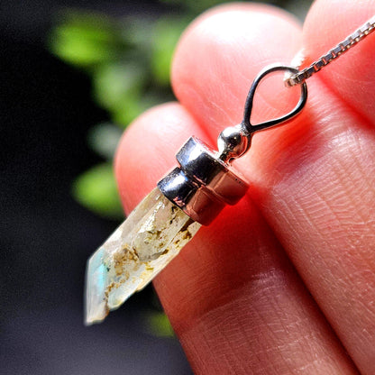 Ajoite Phantom in Quartz Crystal Pendant