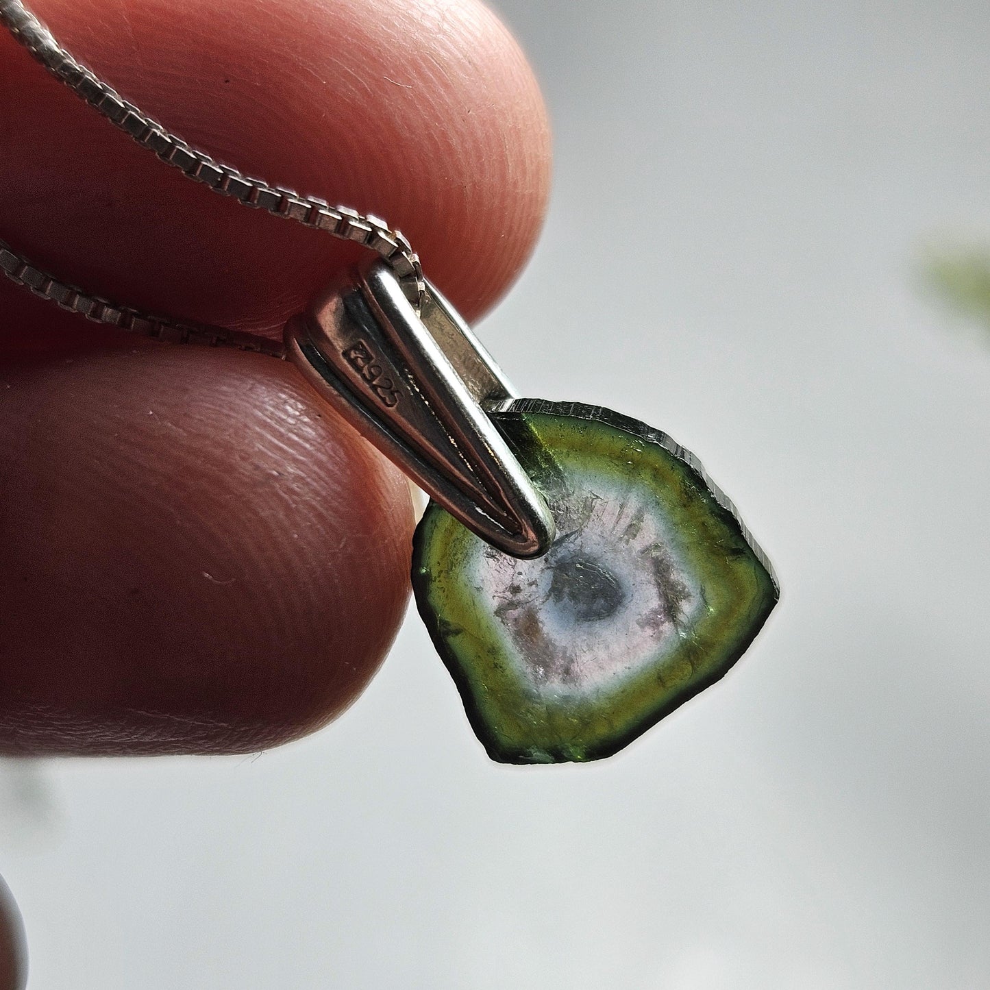 Watermelon Tourmaline Slice Pendant