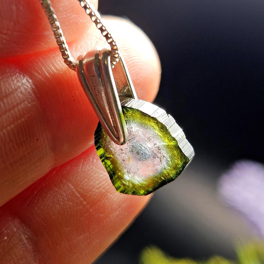 Watermelon Tourmaline Slice Pendant