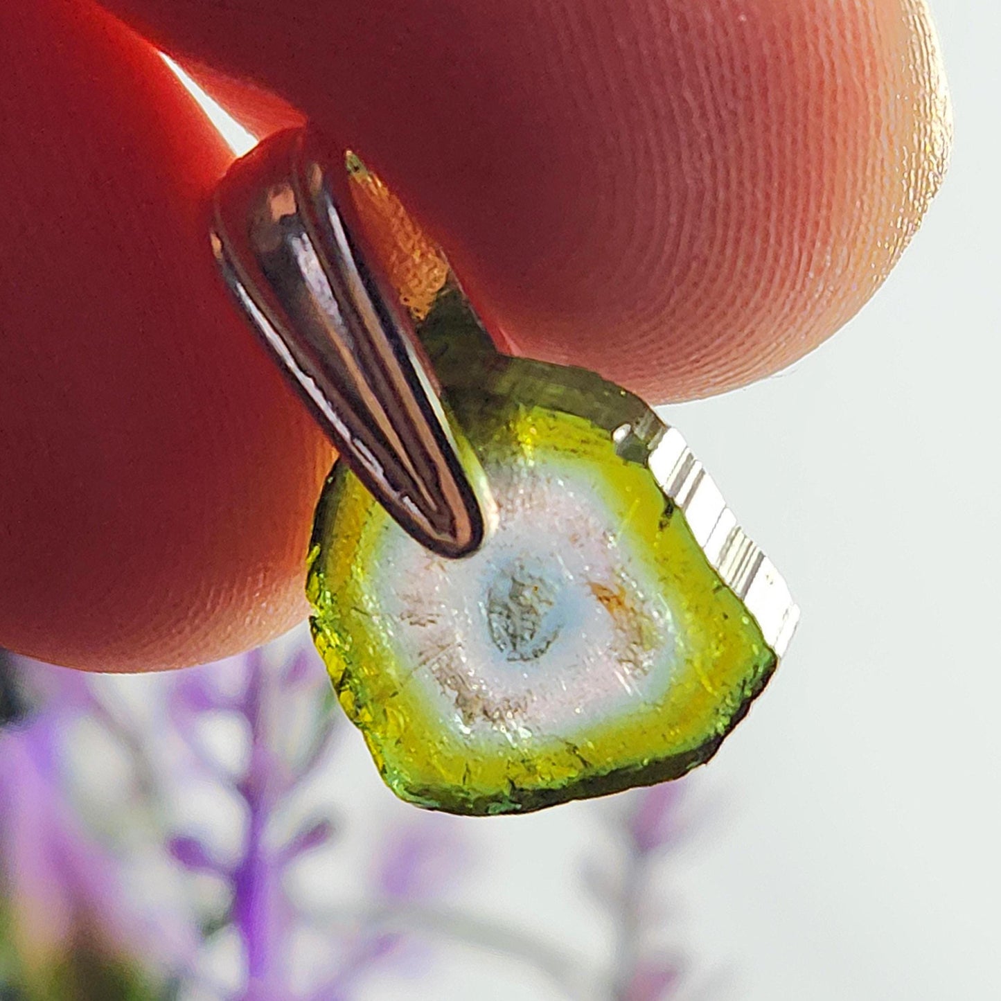 Watermelon Tourmaline Slice Pendant