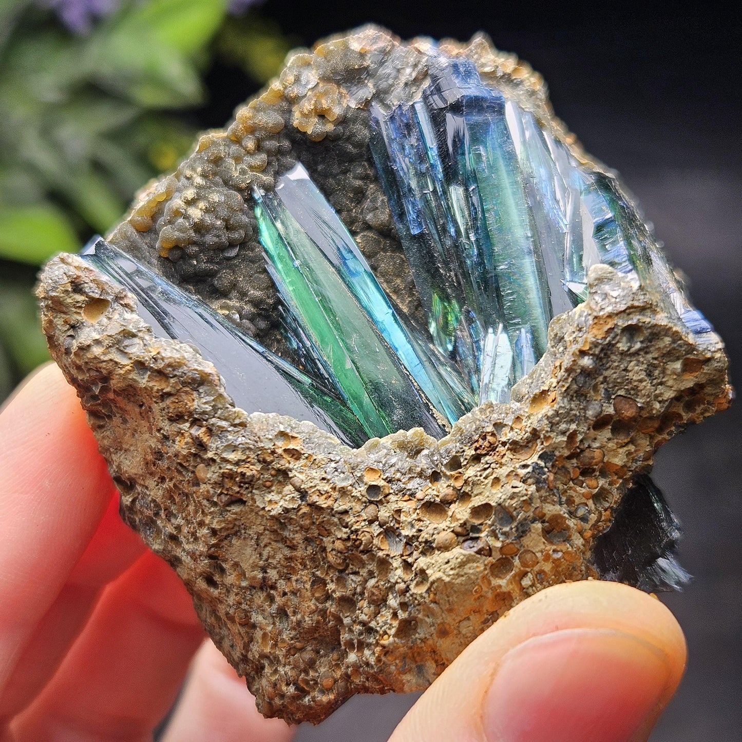 Vivianite Crystal Cluster 109.55g, Vivianite Specimen, Raw Blue