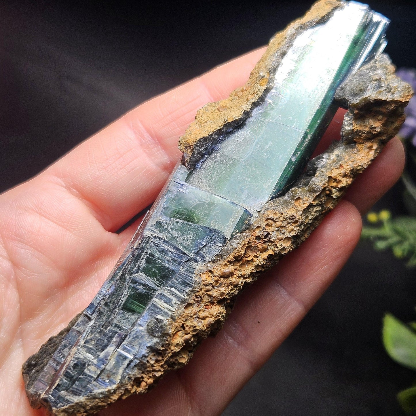 Vivianite PHANTOM Crystal Specimen 72.49g, Vivianite Crystal Cluster, Raw Blue