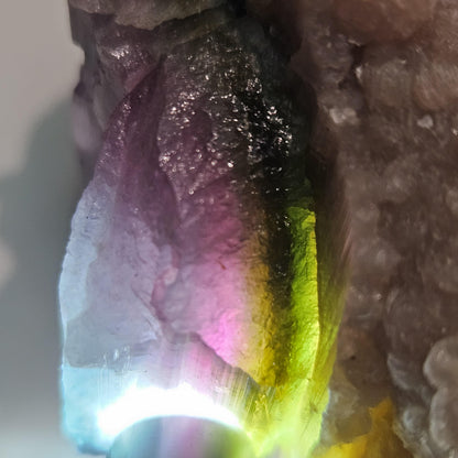 Blue Watermelon Tourmaline on Cookeite 355g, Bicolored Brazilian Tourmaline Specimen, Green Blue Pink Tourmaline Crystal