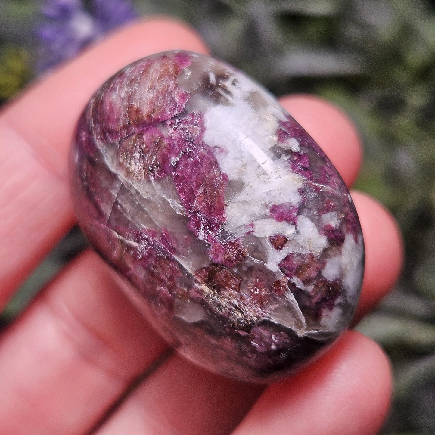 Red Tourmaline Crystal in Quartz (1.25"+), Rubellite Palm Stone