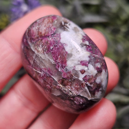 Red Tourmaline Crystal in Quartz (1.25"+), Rubellite Palm Stone