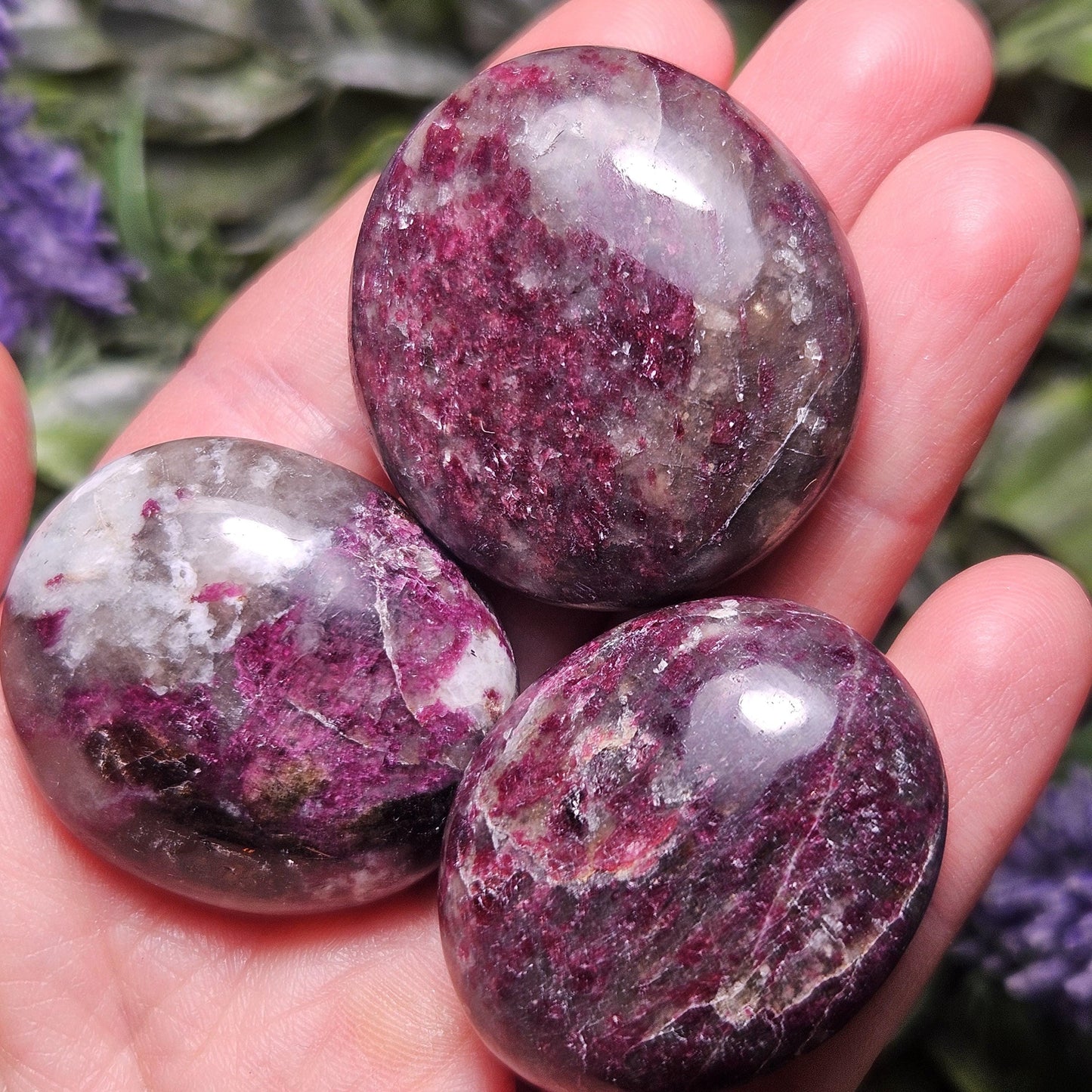 Red Tourmaline Crystal in Quartz (1.25"+), Rubellite Palm Stone