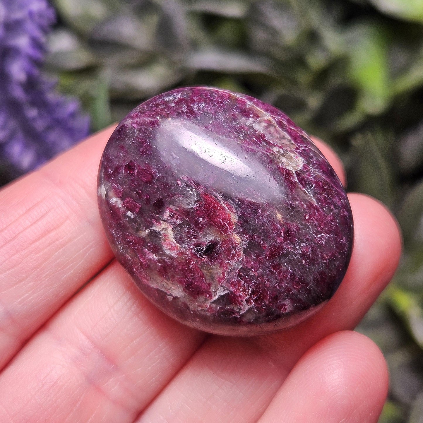 Red Tourmaline Crystal in Quartz (1.25"+), Rubellite Palm Stone