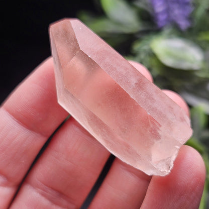 Peach Lemurian Quartz Crystal from Brazil, Pink Lemurian, Lemurian Seed Crystal