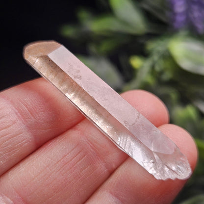 Peach Lemurian Quartz Crystal from Brazil, Pink Lemurian, Lemurian Seed Crystal