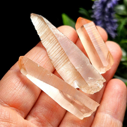 Peach Lemurian Quartz Crystal from Brazil, Pink Lemurian, Lemurian Seed Crystal