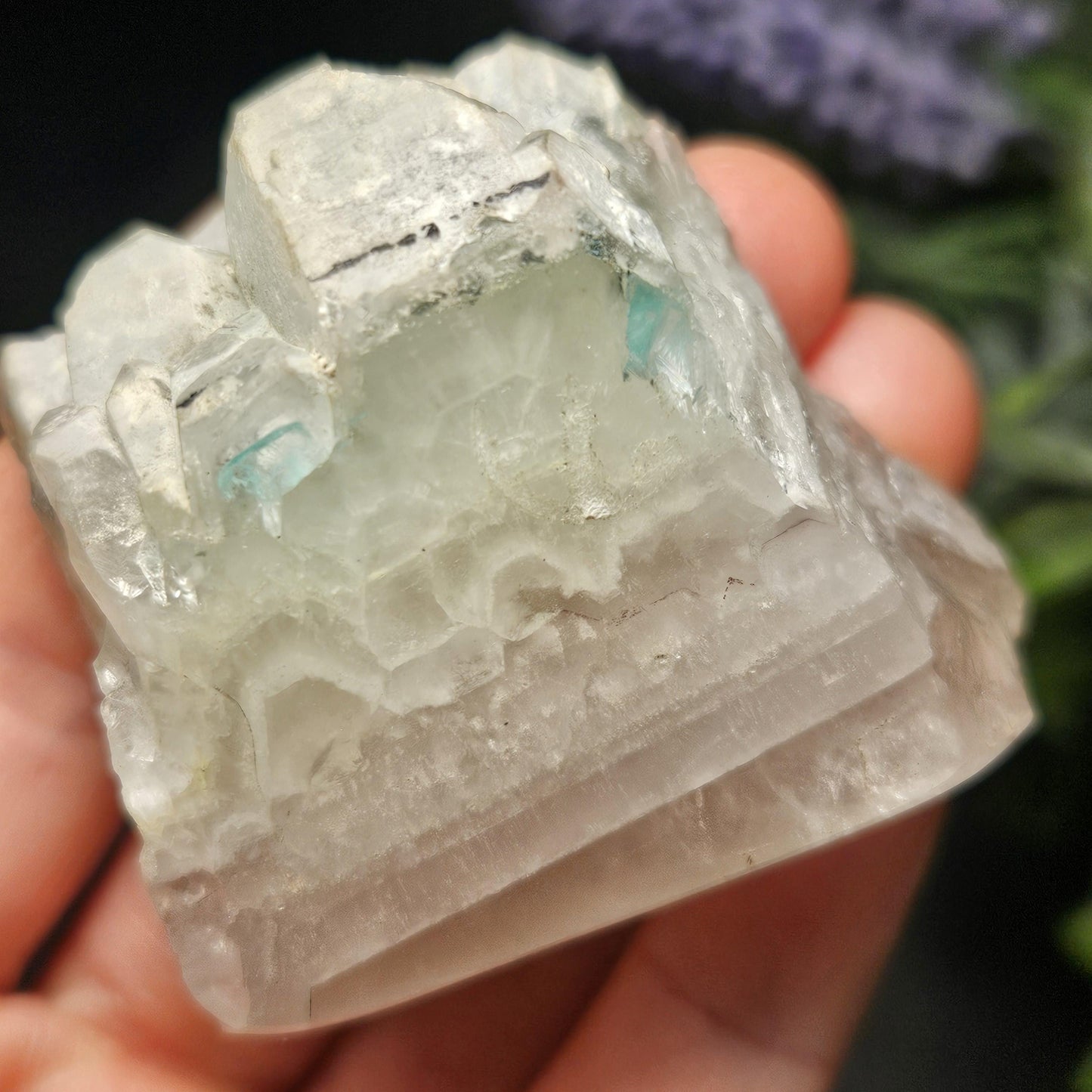Ajoite Phantom in Quartz Crystal Specimen 84g, Polished Ajoite Crystal
